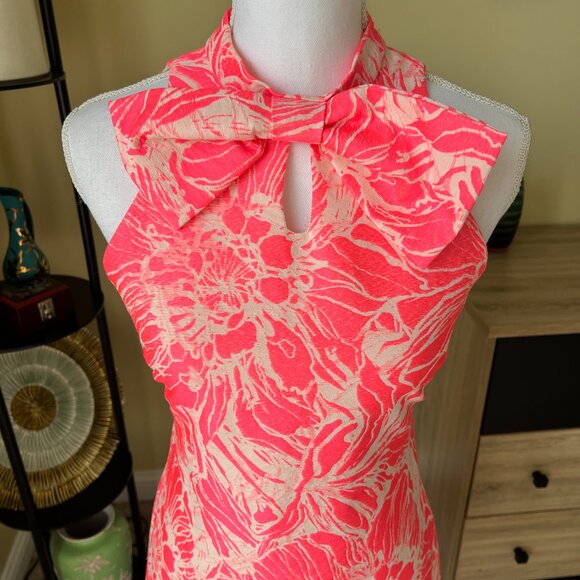 Britt Ryan Bow Evening Cocktail Pink and White Dress - Picture 2 of 5